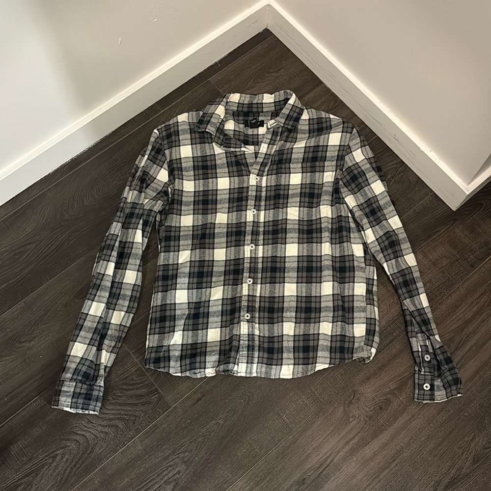 Forever 21 Men’s Size S Black & Gray Flannel Button-Down